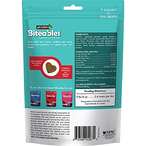 Get Naked Biteables premier ingrédient poulet, récompense naturelle pour votre chat.