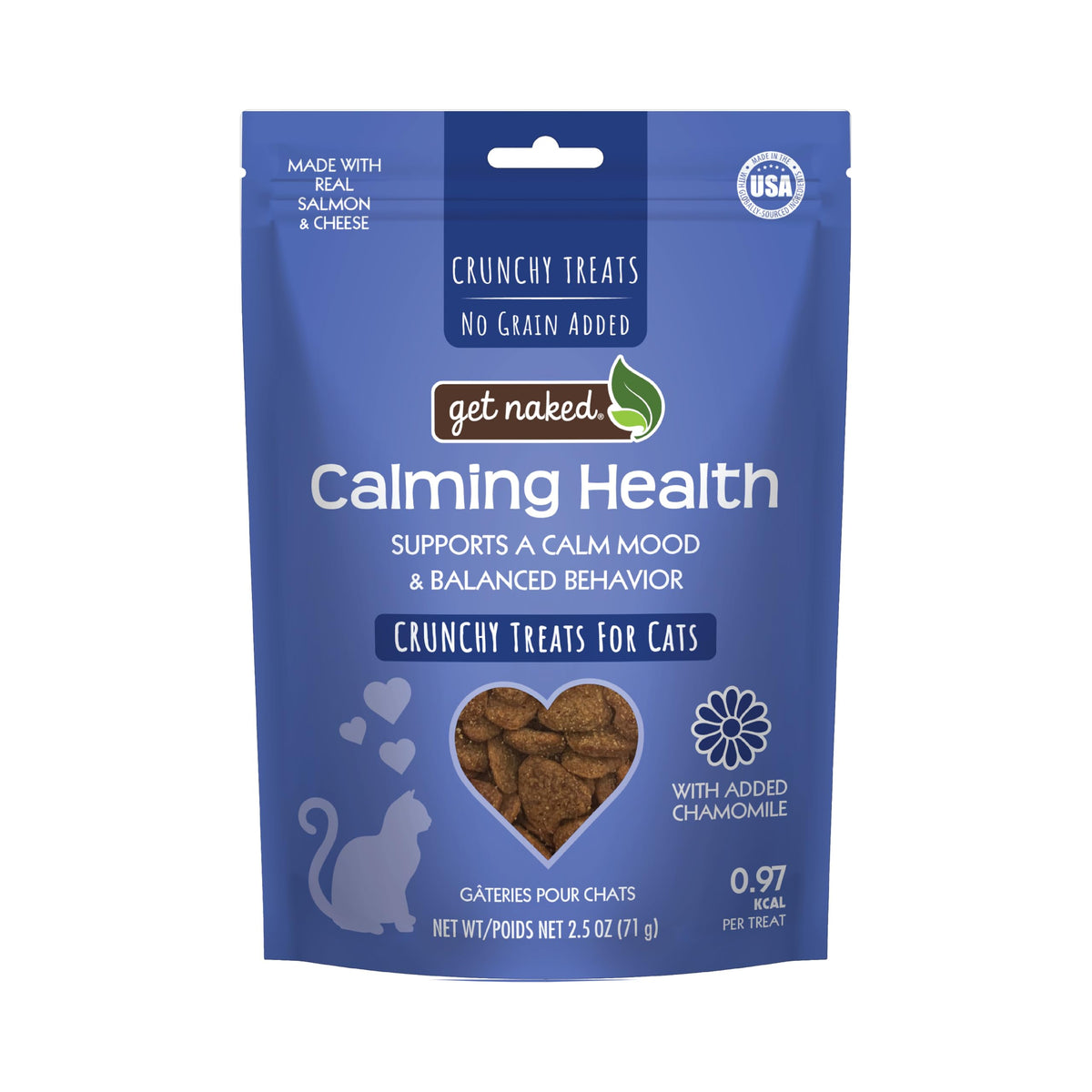 Friandise Get Naked pour chat saumon-fromage, croquante et apaisante.