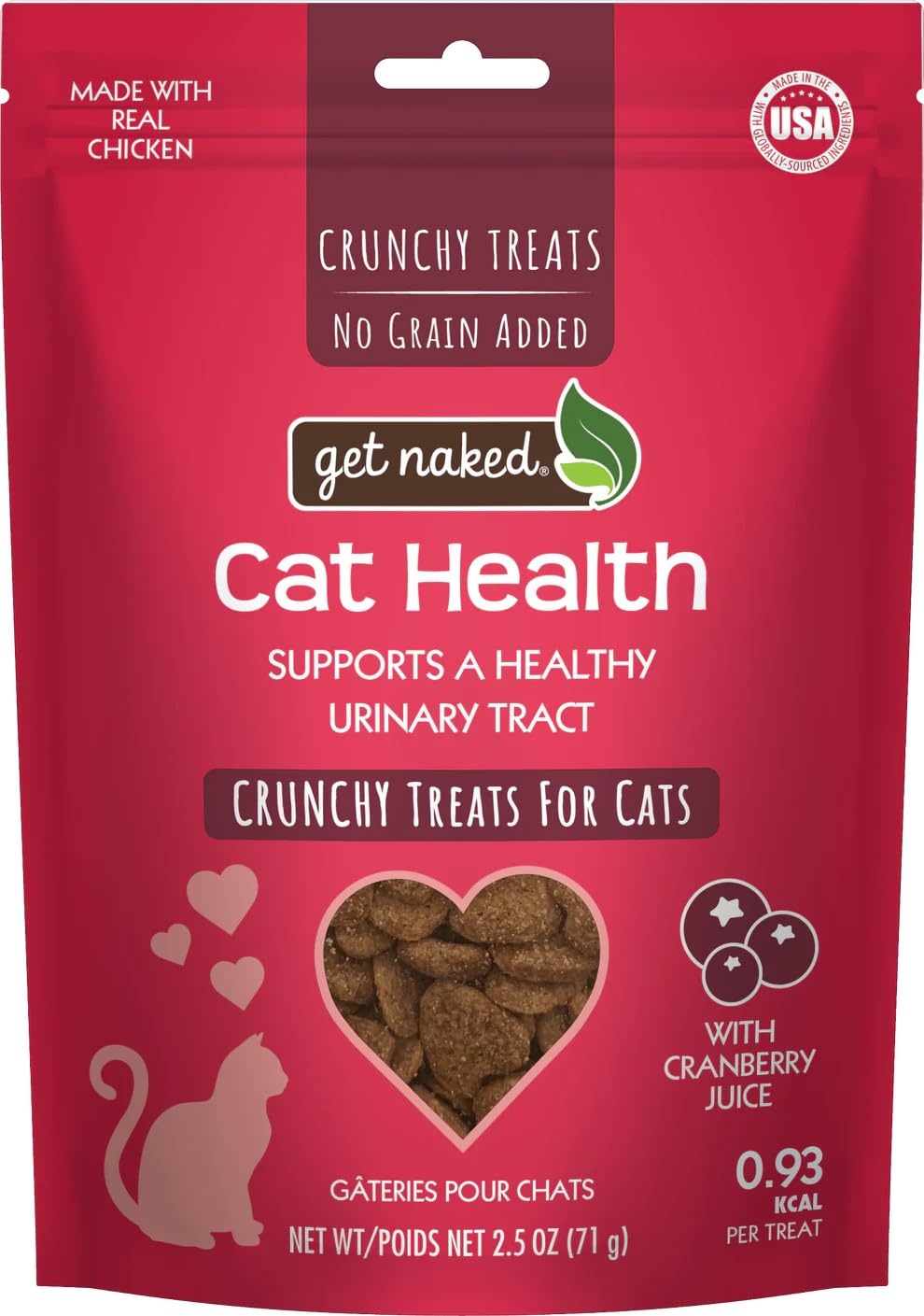 Get Naked friandises chat: soutien urinaire avec canneberges et poulet.