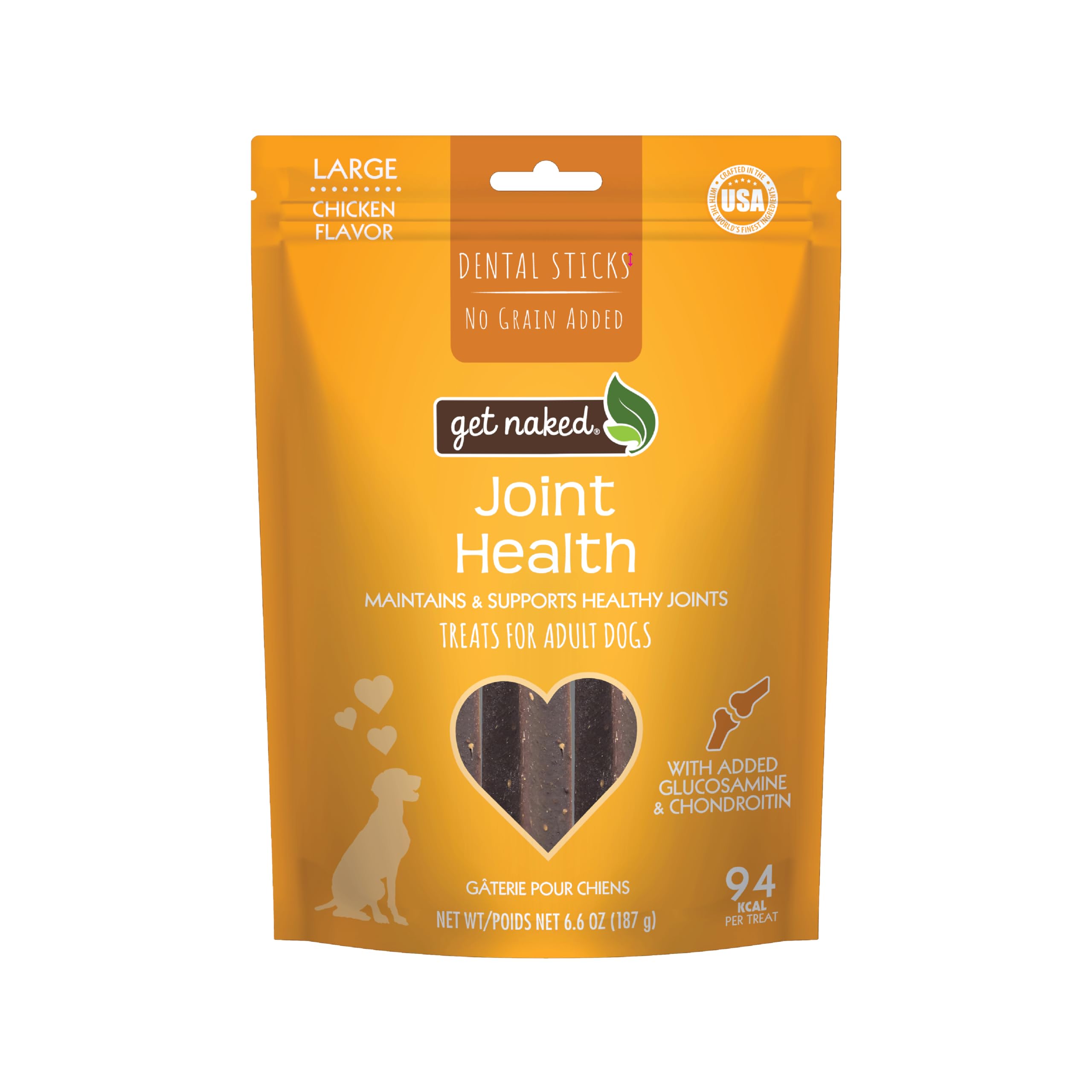 Get Naked sans céréales, poche 6,6 oz, friandises dentaires pour chiens.