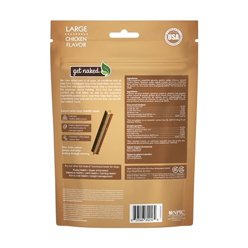 Get Naked sticks dentaires poulet sans gluten Senior Grand Format, friandise dentaire.