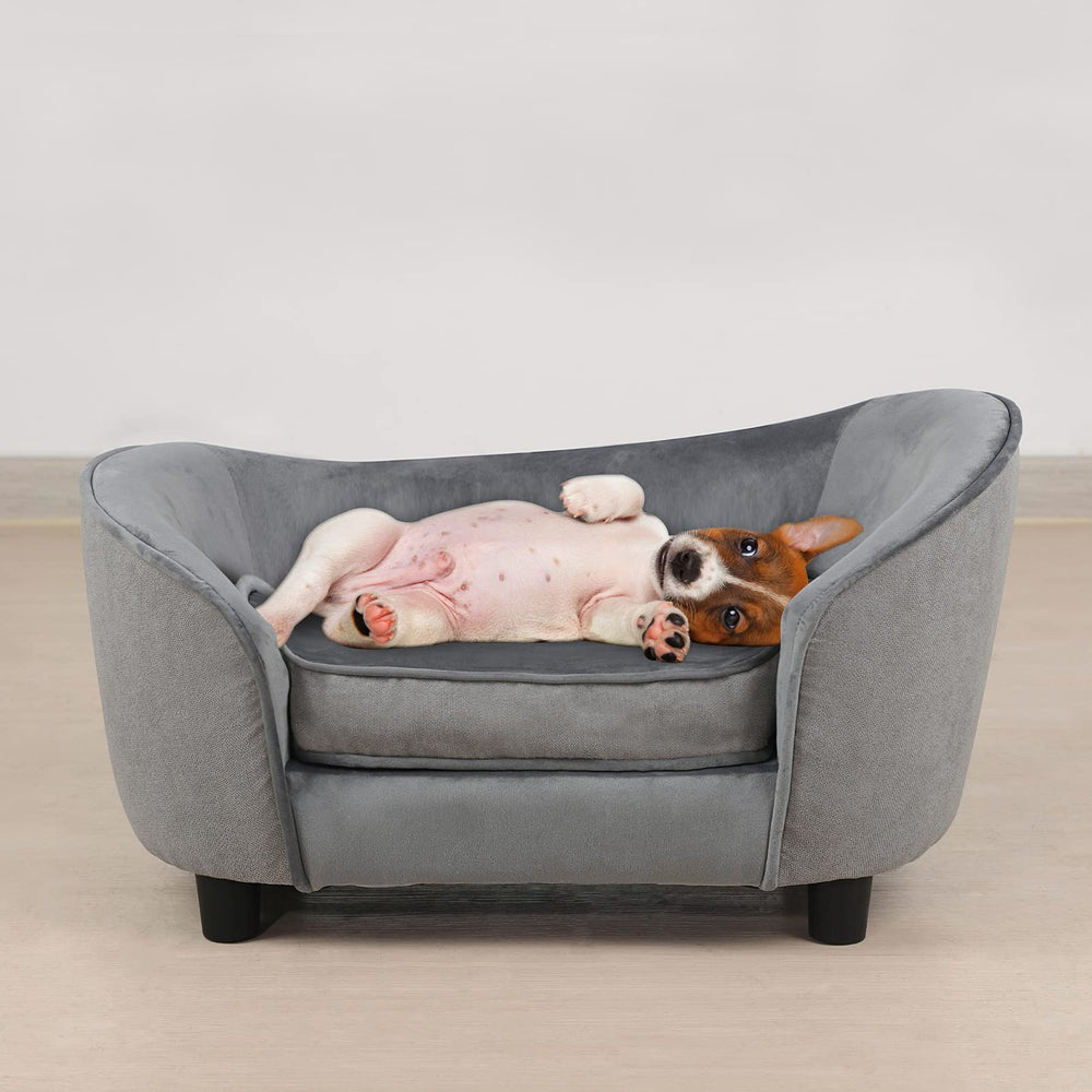 Getifun canape animaux velours gris clair — vue avant, confort visible.
