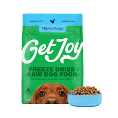 Get Joy poulet lyophilisé pour chien, repas savoureux et pratique.