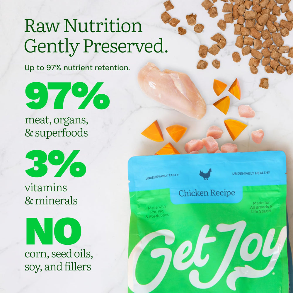 Get Joy protéine élevée au poulet, énergie et muscles potentiels.