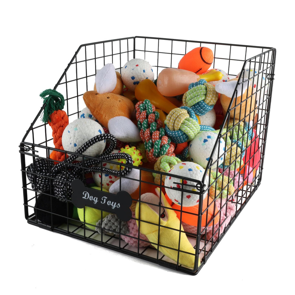 Geyecete Panier-jouets-chien-fer: rangement robuste pour jouets durables.
