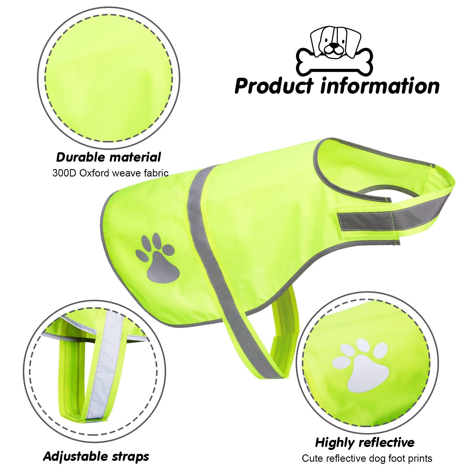 Geyoga gilet réfléchissant chien - vue arrière, sécurité renforcée lors des sorties.