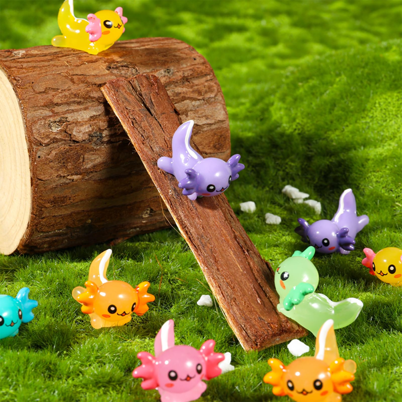 Axolotl en résine GGSTDDUP violet – élément coloré pour diorama et plantes