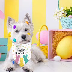 Bandana GHSJYO pour chien thème lapin et œufs de Pâques.