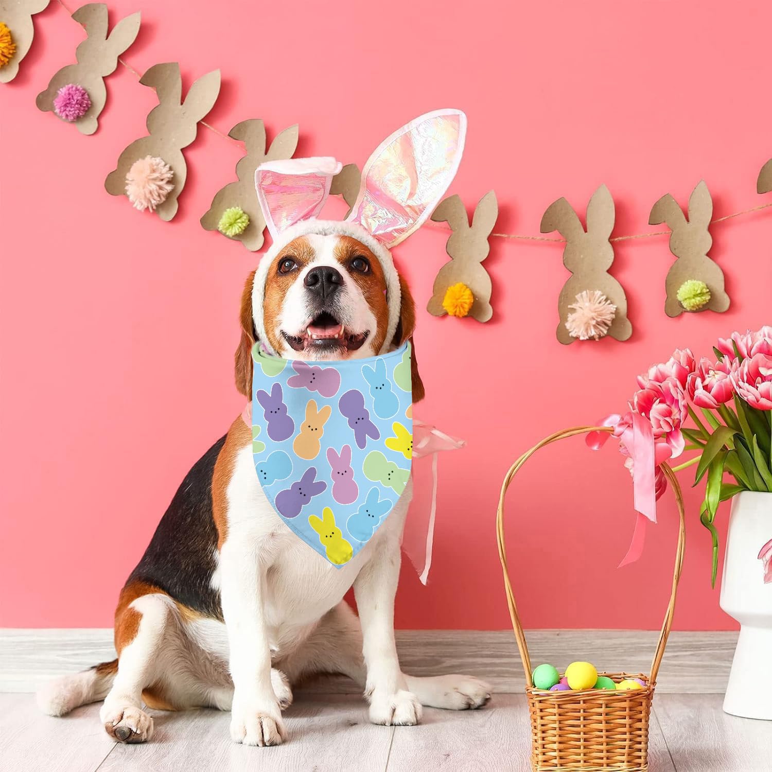 Foulard chien GHSJYO, double couche, motif lapin, apparence adorable