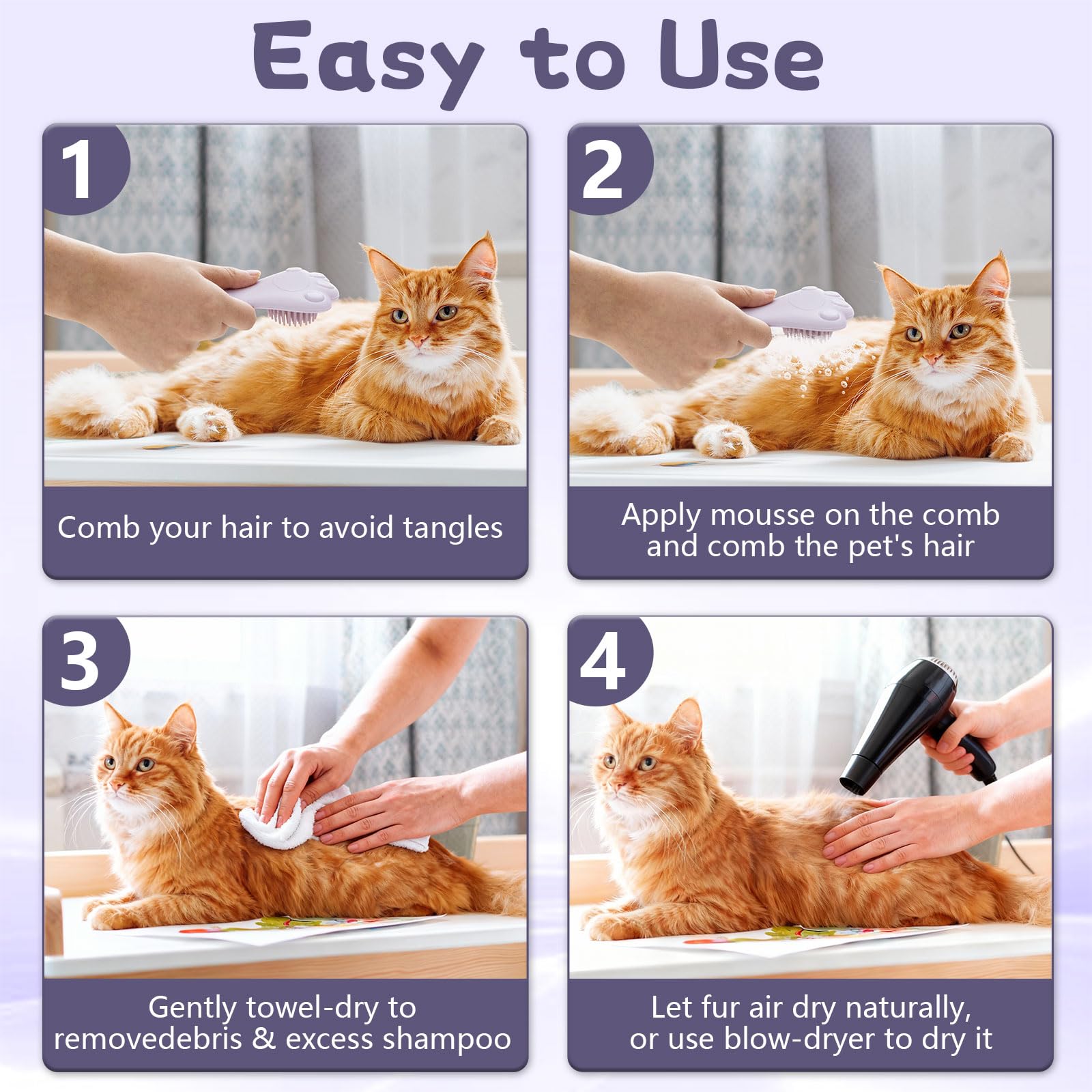 Nettoyage des poils du chat entre bains avec Giaceaw