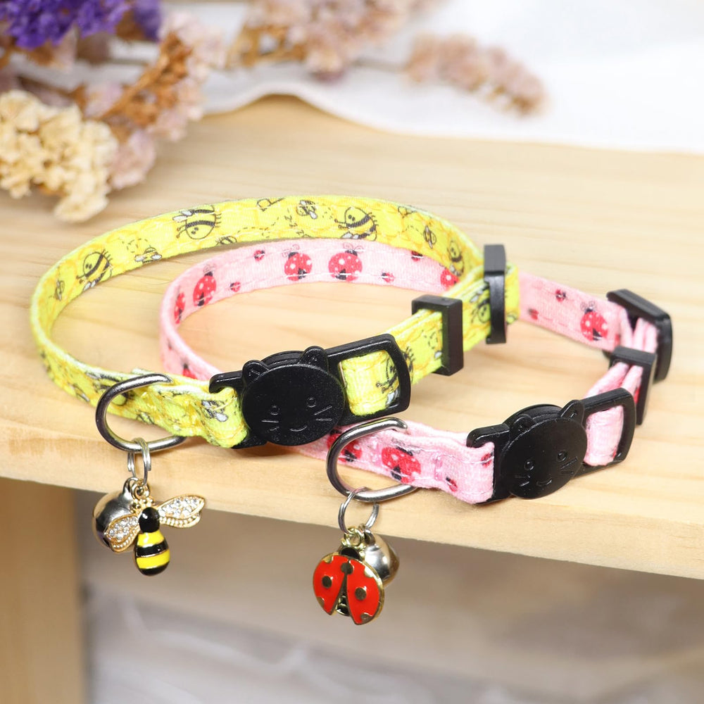 Giecooh collier sécurité-décrochable avec coccinelle imprimée, parfait pour suivre votre chat joueur.