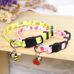 Giecooh collier sécurité-décrochable avec coccinelle imprimée, parfait pour suivre votre chat joueur.