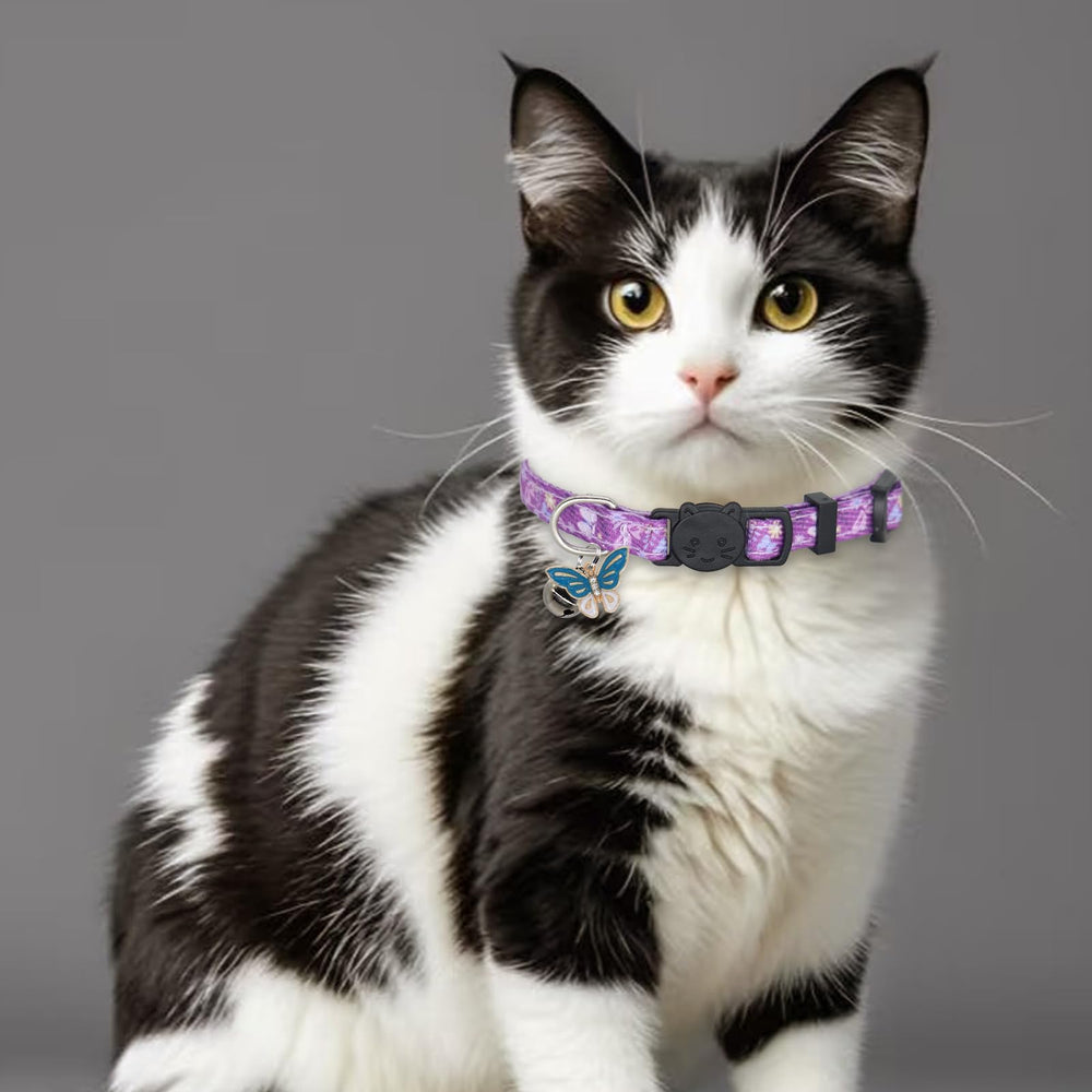 Giecooh collier chat motif papillon violet, design amusant et sûr pour chats.