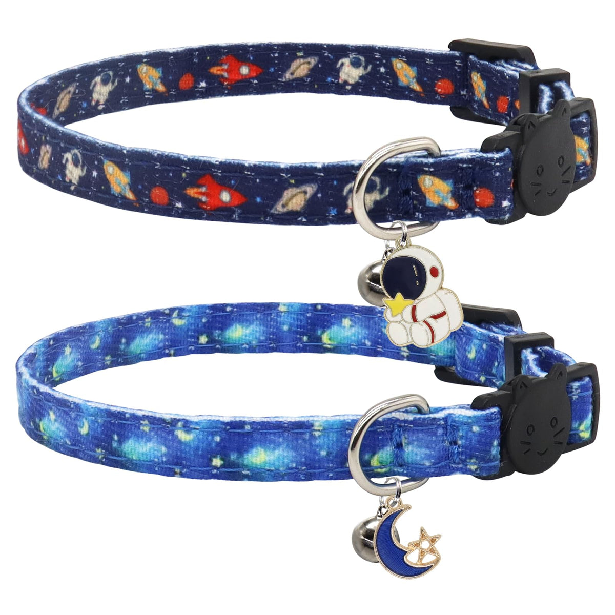 Collier Giecooh sécurité à rupture en coton astronaute, léger et sûr pour votre chat.