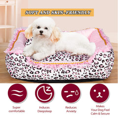 Gigreinc canapé chien petit motif leopard rose, banquette lavable et pratique
