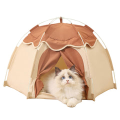 Gigreinc Tente intérieur pour chat avec canopée fleuri, refuge douillet.