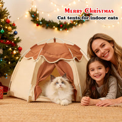 Gigreinc Tente intérieur pour chat, oreiller confort motif ours, cocon rassurant.