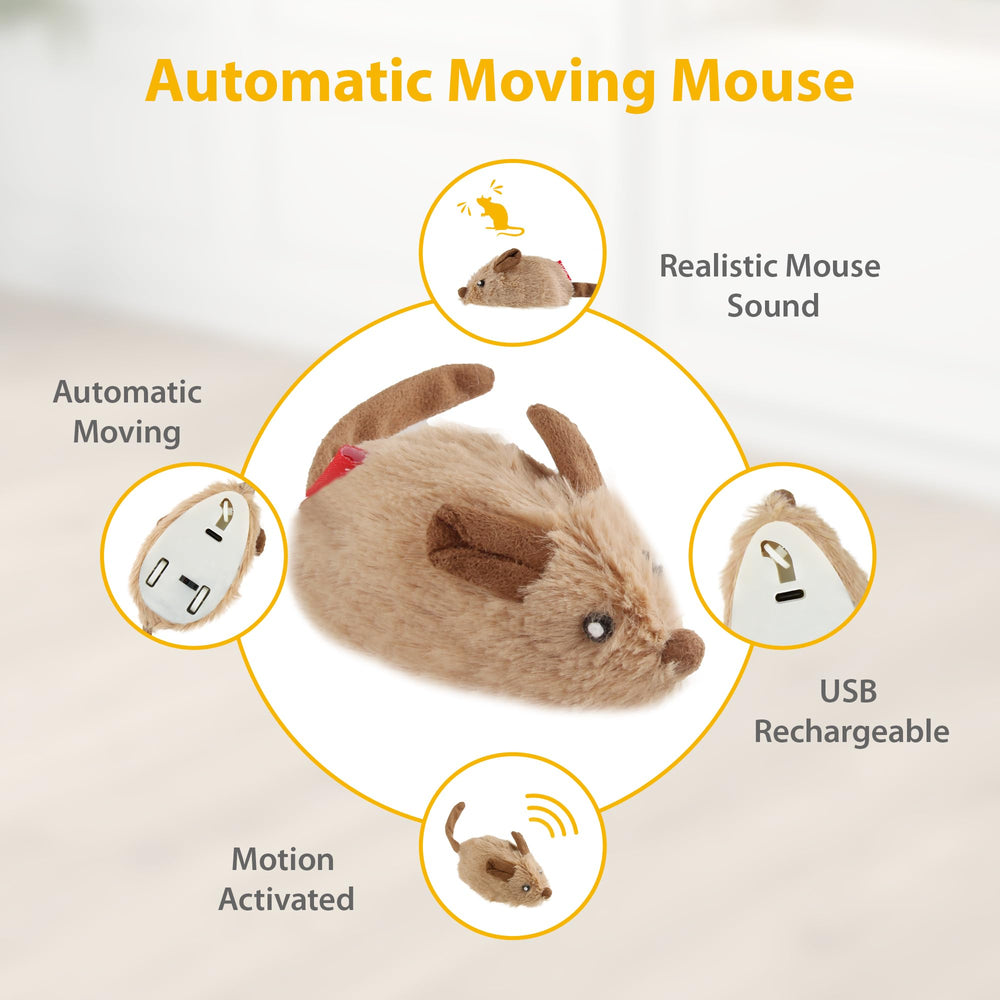 Gigwi souris peluche avec cri realiste pour stimulation mentale du chat