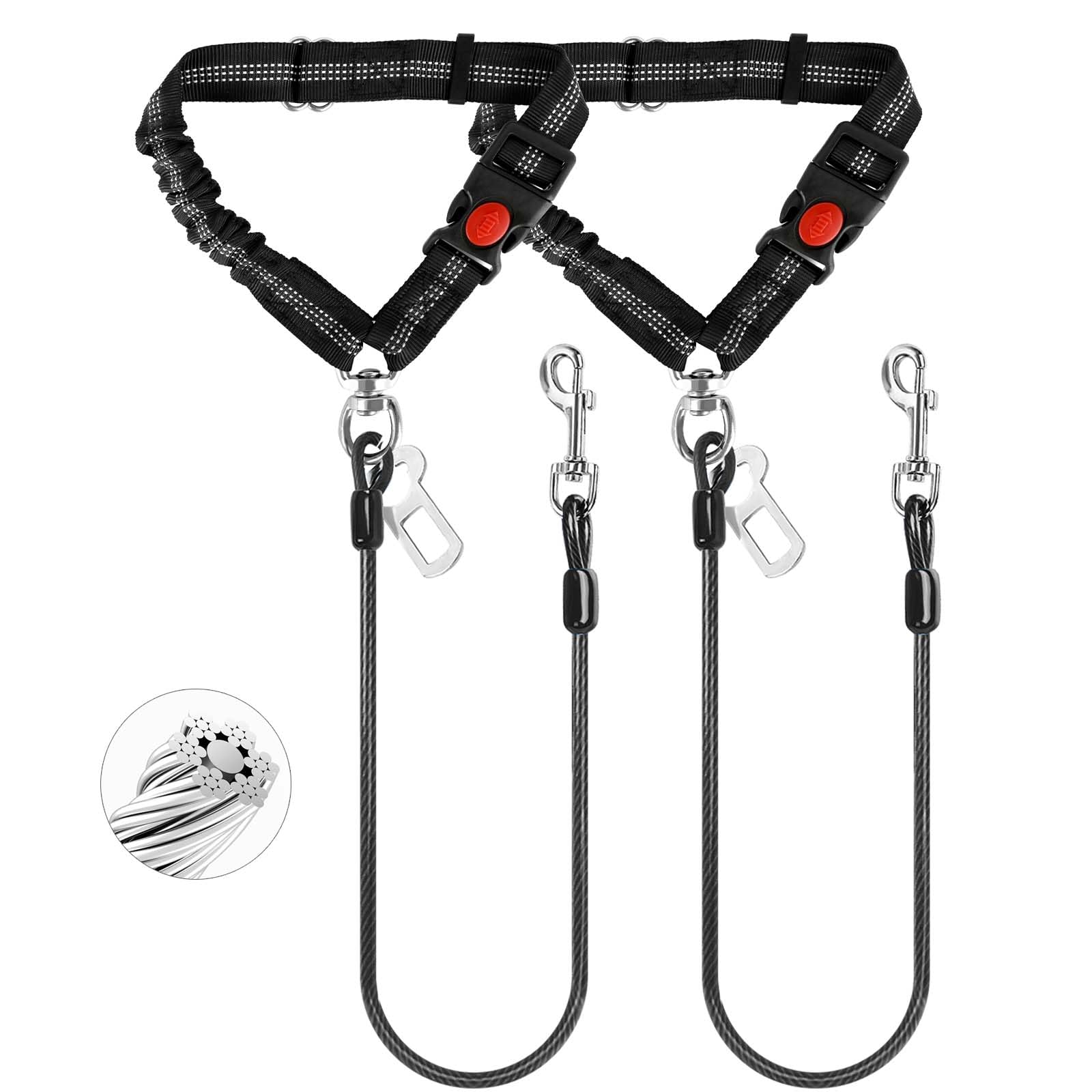 Giiyoe ceinture chien anti-mordure en câble pour trajets sûrs