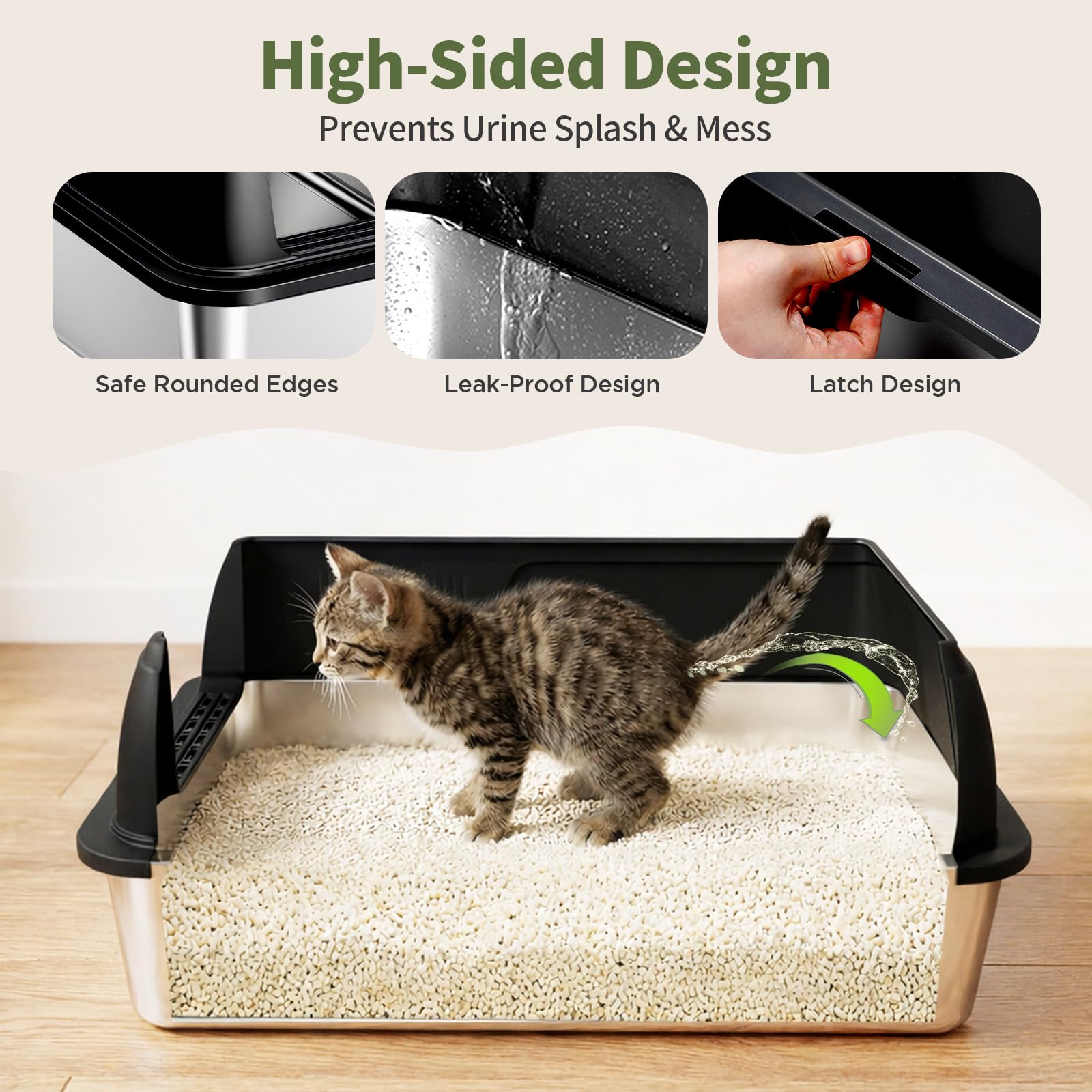 Gimars litiere acier XL interieur spacieux pour grands chats
