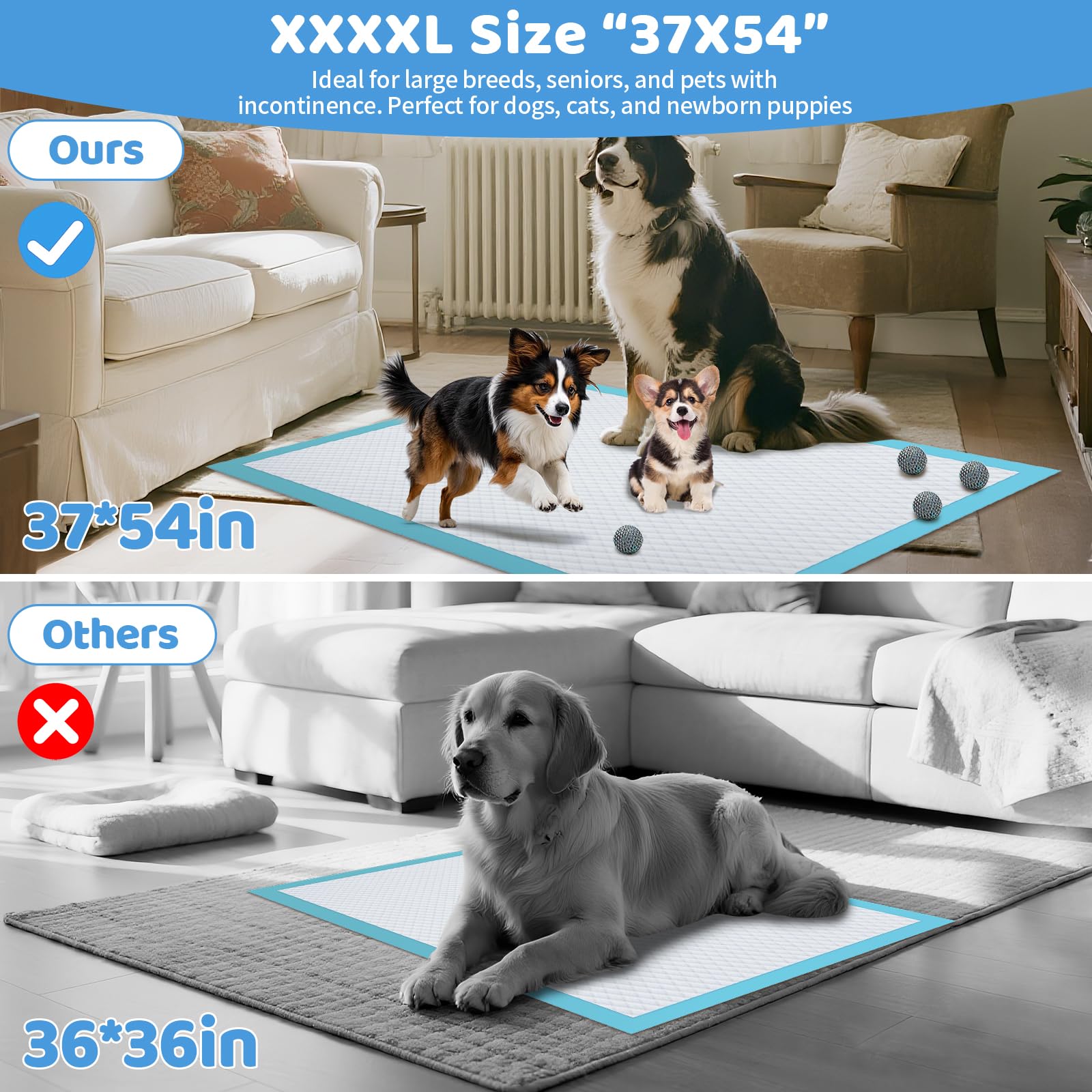 Tapis Gimars absorbant, 6 couches, anti-fuite protège les sols.