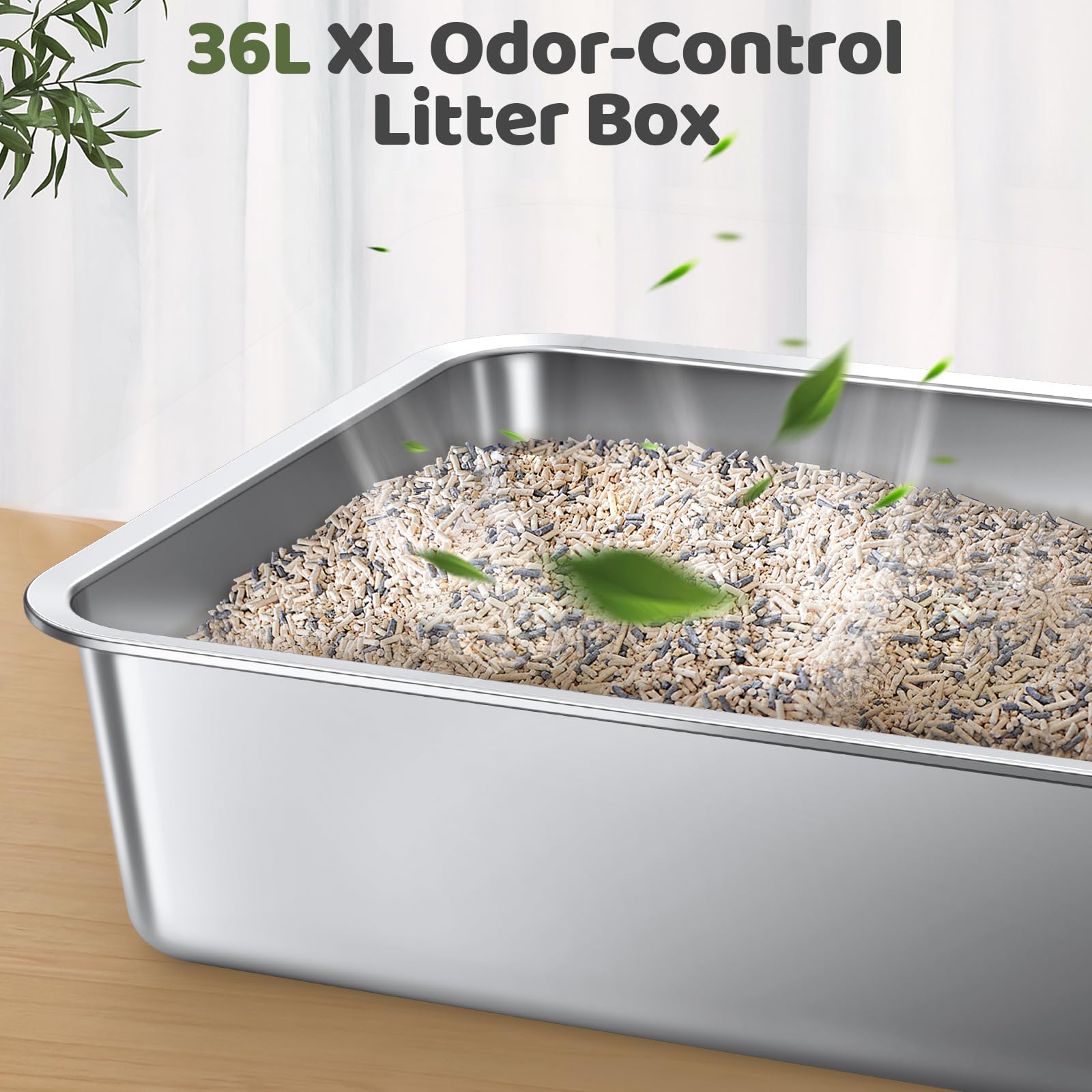 Gimars XXL litière acier inoxydable design moderne qui s’intègre à la maison.