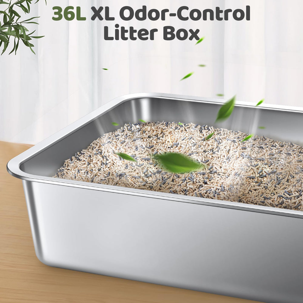 Gimars XXL litière acier inoxydable design moderne qui s’intègre à la maison.