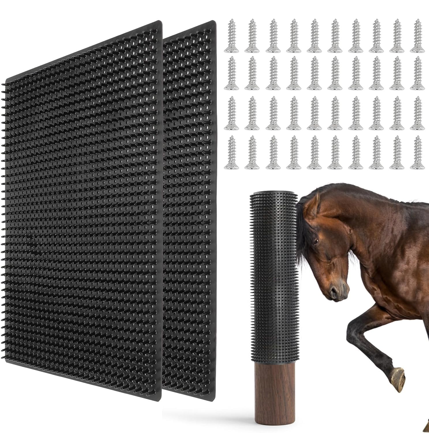 GINDOOR ensemble 2-pack brosse grattage chevaux, confort et massage doux pour crinière et peau.