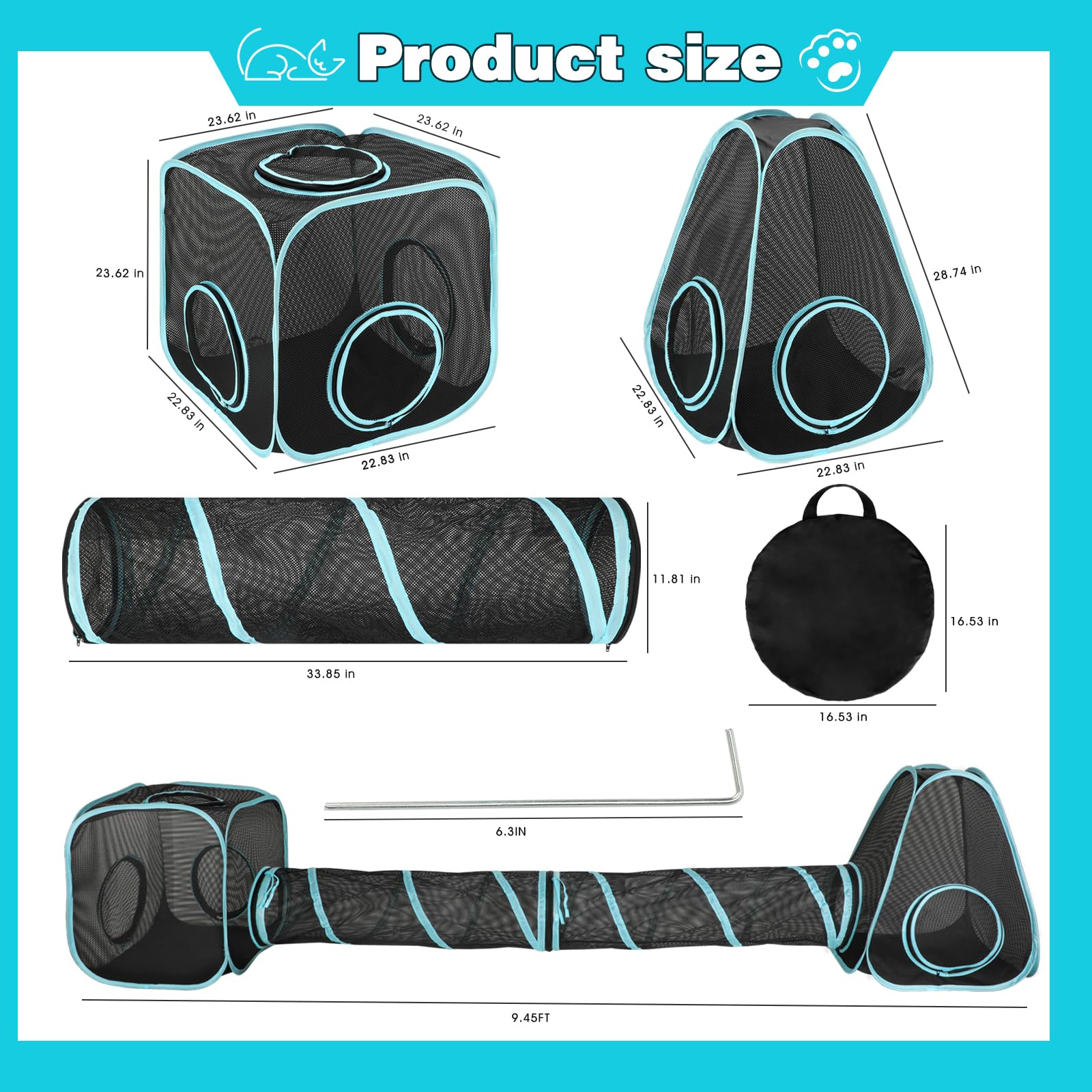GINDOOR Tunnels chat double – parcours ludique et accessible pour chat et petit animal