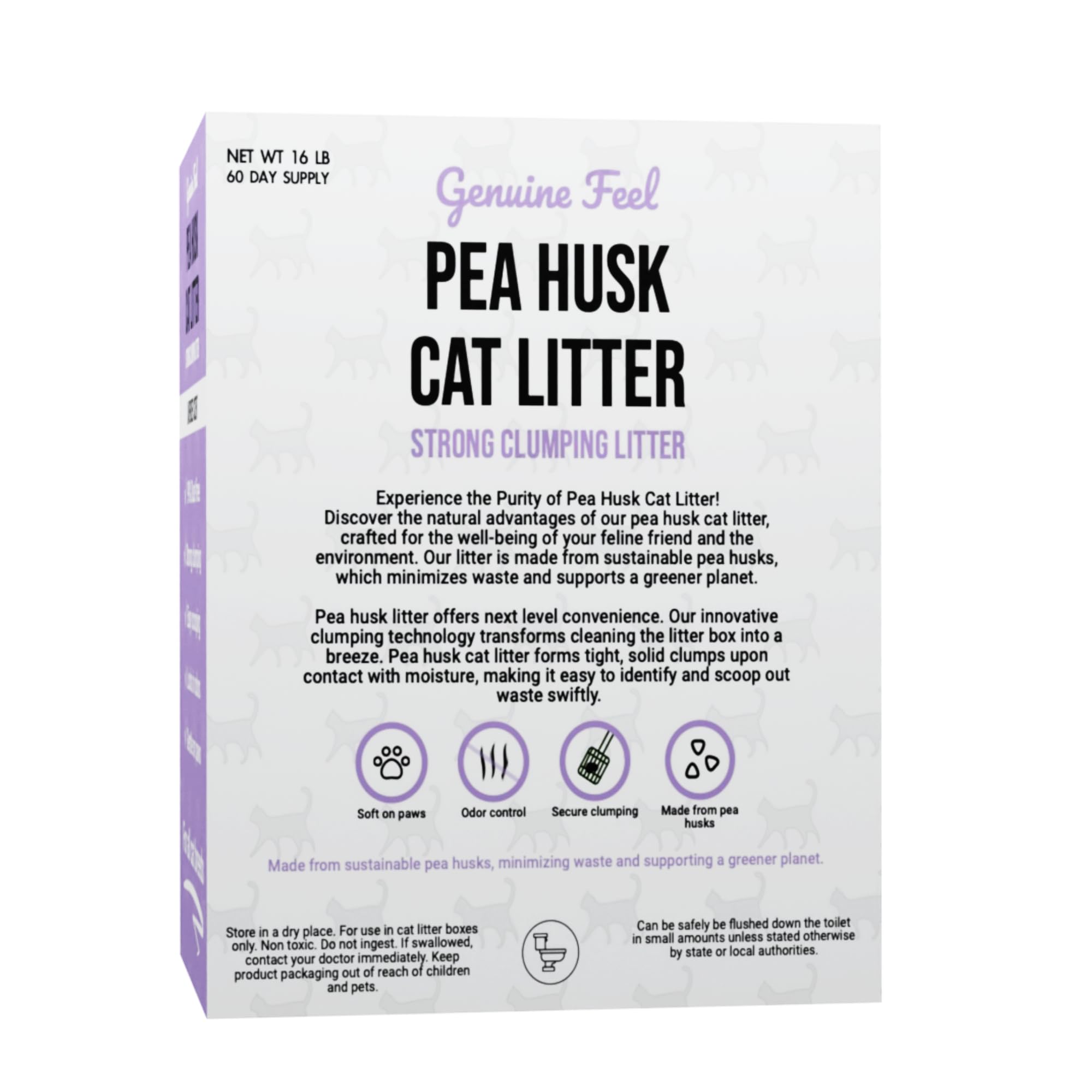 Litière Gingerbread Pet Supply parfum Thé vert, sachet évoquant ambiance apaisante et absorption.