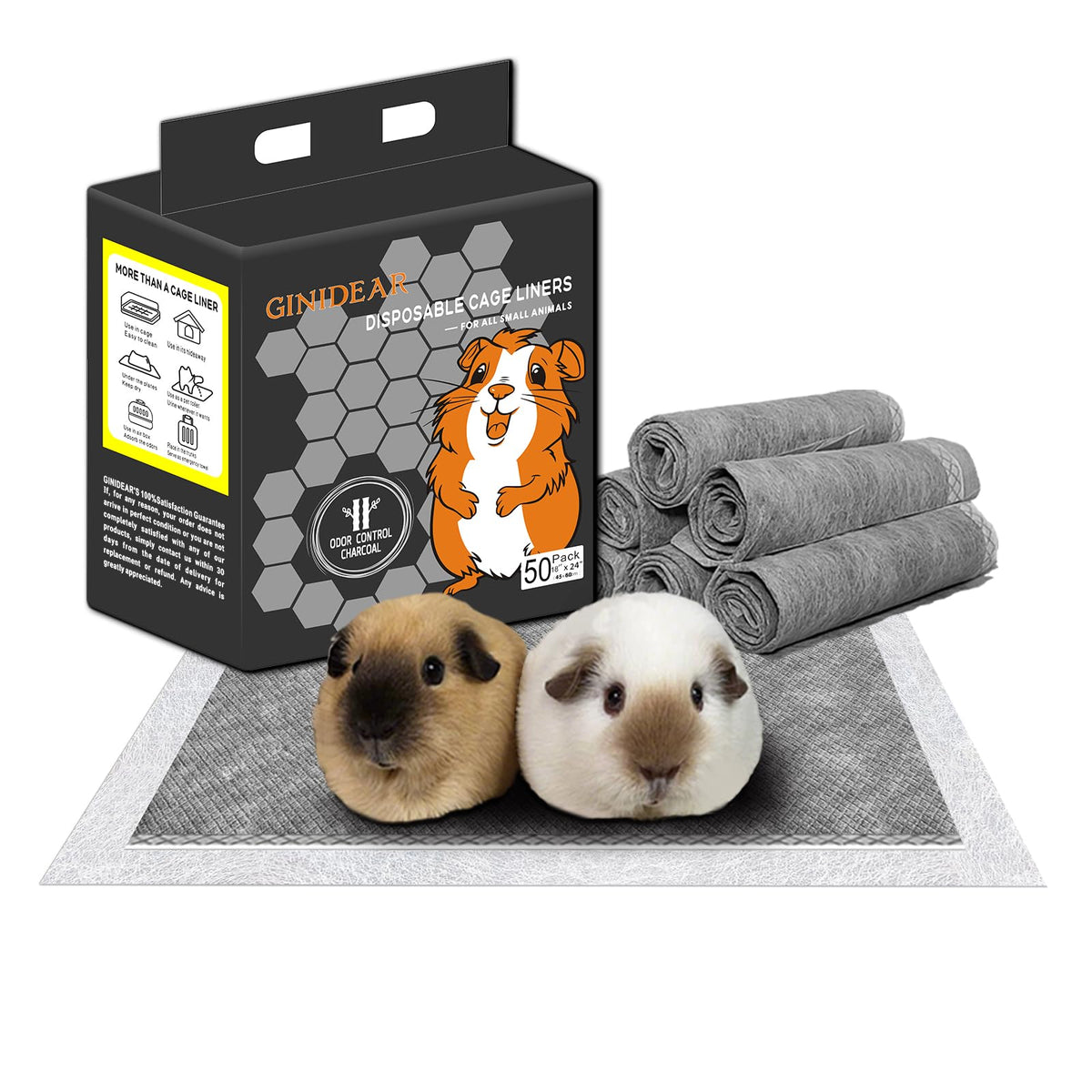 Ginidear-charbon-odeur-cage: neutralise efficacement les odeurs autour des animaux.