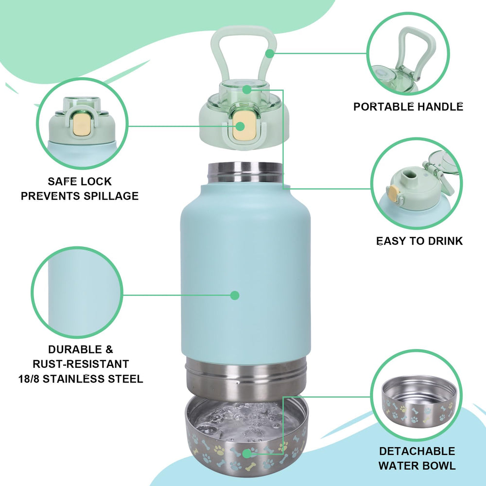 GiNT bouteille eau bol amovible 10oz, hydratation pratique pour chien.