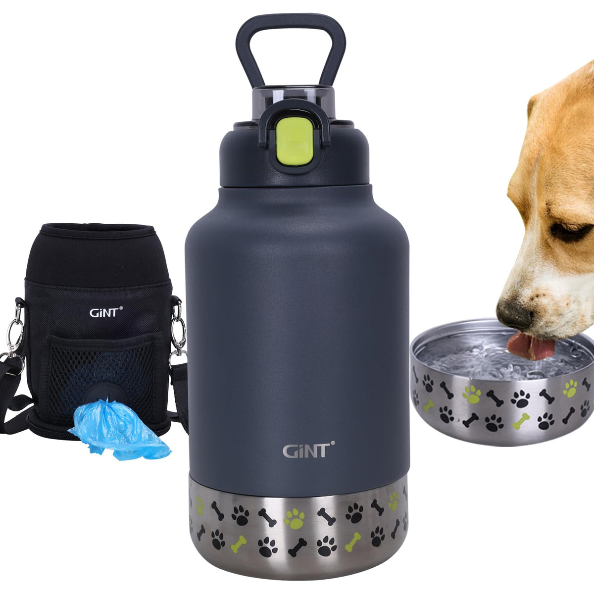 GiNT bouteille inox 37oz avec bol amovible, pratique pour sorties avec chien