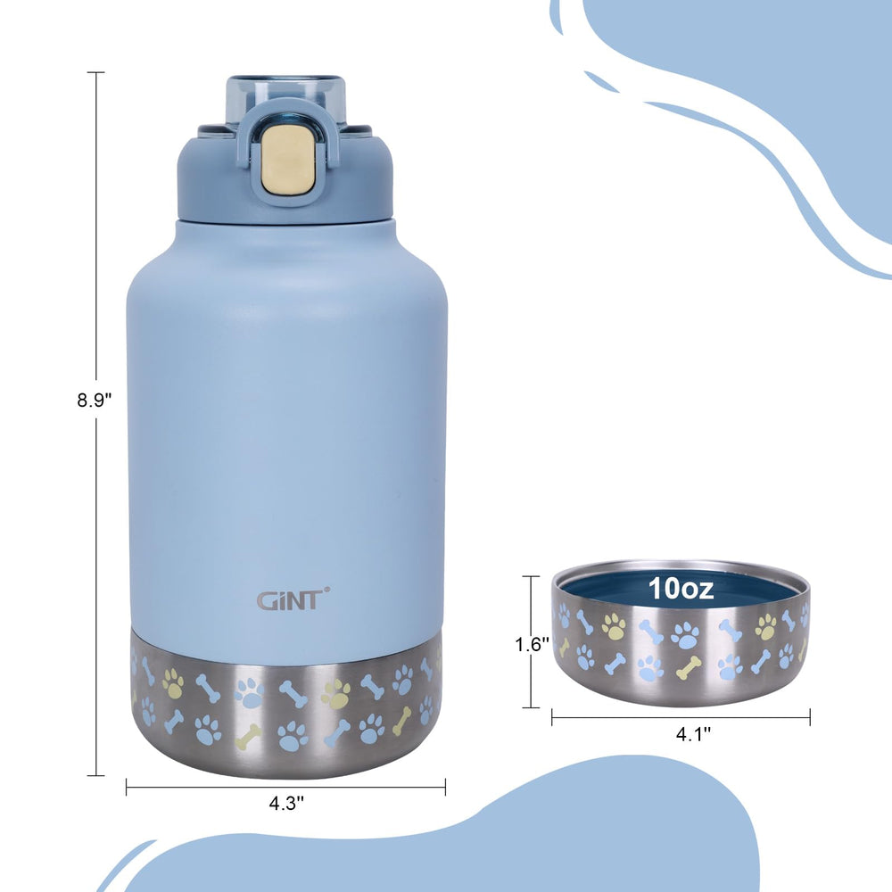 GiNT bouteille inox 37oz avec bol amovible, pratique pour chien et humain.