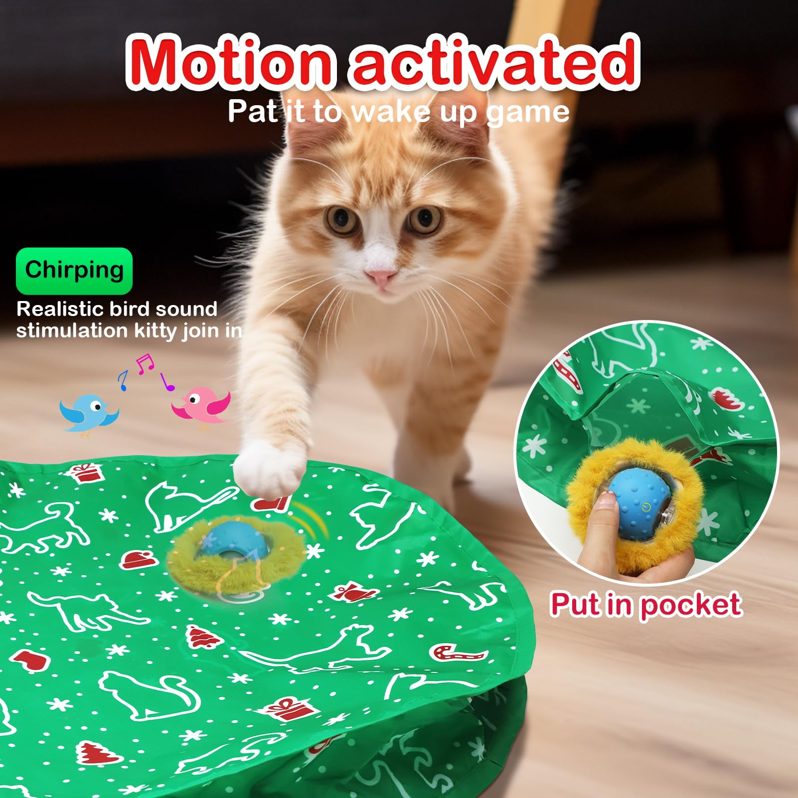 Giociv balle-chat interactive avec lumière LED, attire l’attention du chat.