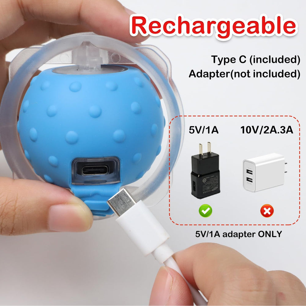 Giociv balle-chat rechargeable via câble Type-C, charge rapide et pratique.
