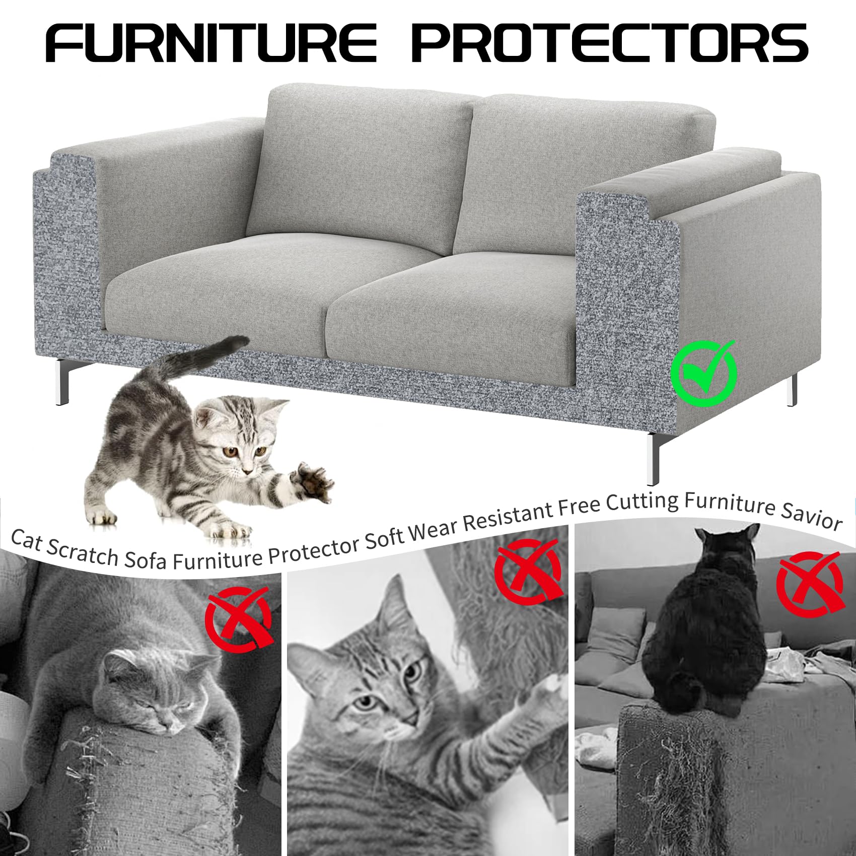 Giomre tapis grattage chat: matière feutre durable et rainures 3D.