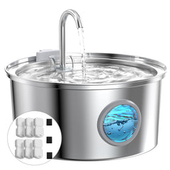 Fontaine GIOTOHUN pour chats en acier inoxydable, 108oz, eau plus propre.