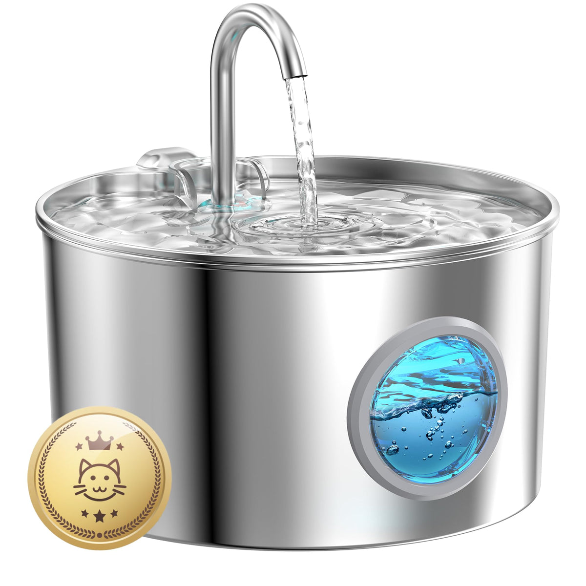 GIOTOHUN fontaine pour chat en acier inoxydable, durable et facile à nettoyer.