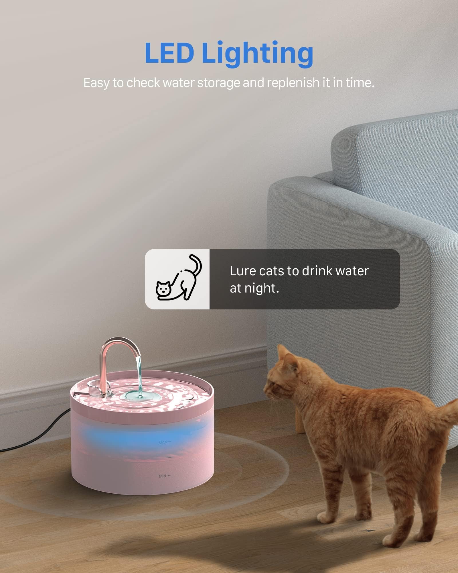 Lumière LED intégrée sur GIOTOHUN pour vérifier le niveau sans effort.