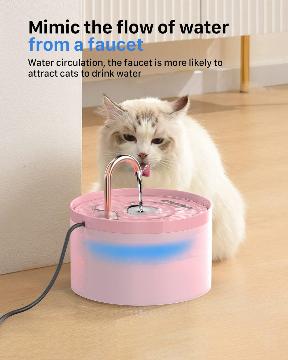 Fontaine GIOTOHUN rose, pompe silencieuse pour des nuits calmes.