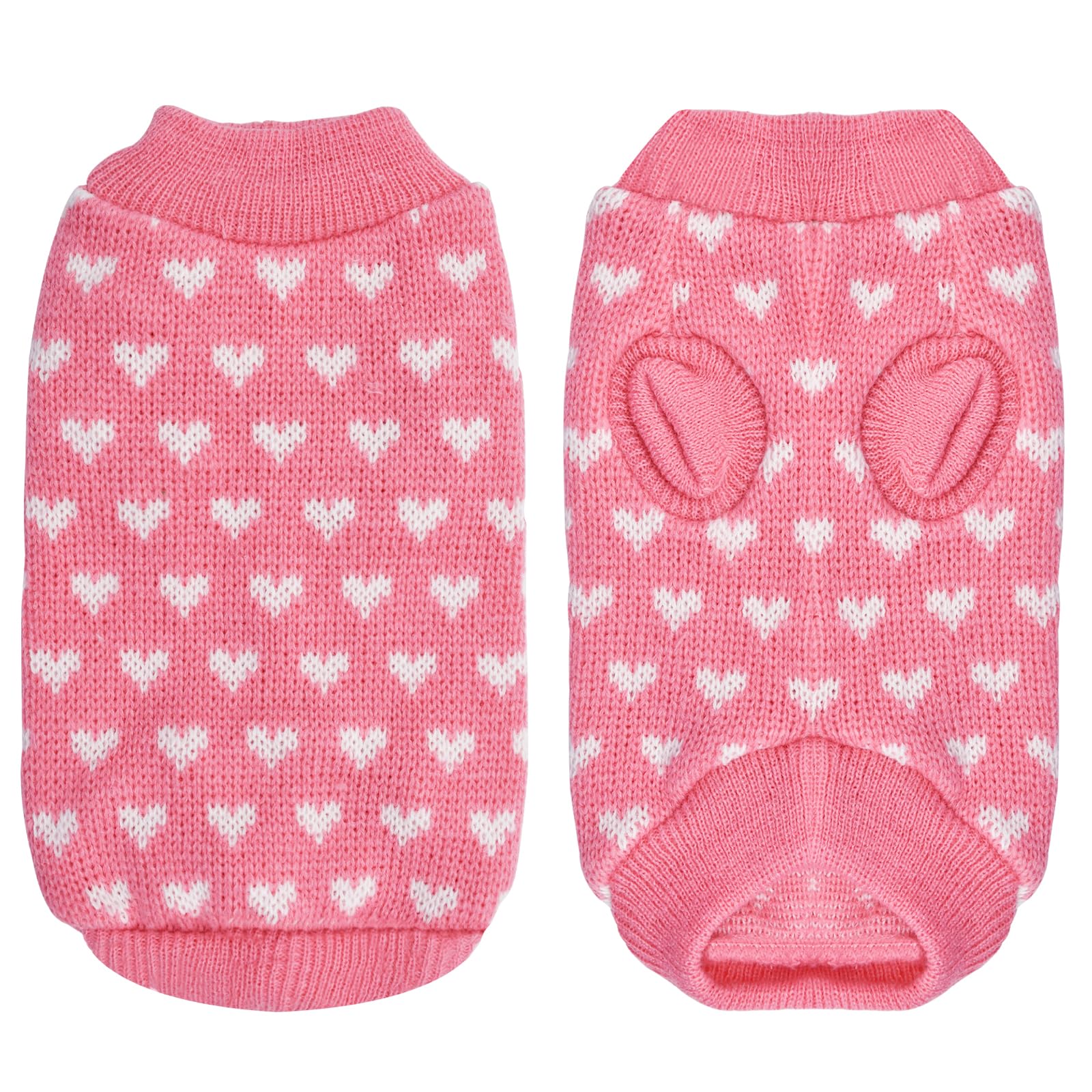 Pull pour chien Gistome – Cœur rose Saint-Valentin, tricot doux, tailles XS à XXL