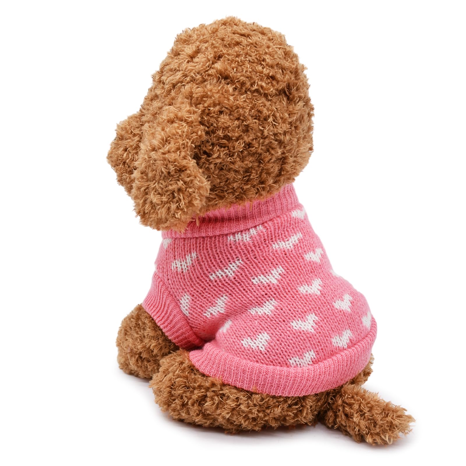 Pull pour chien Gistome – Cœur rose Saint-Valentin, tricot doux, tailles XS à XXL