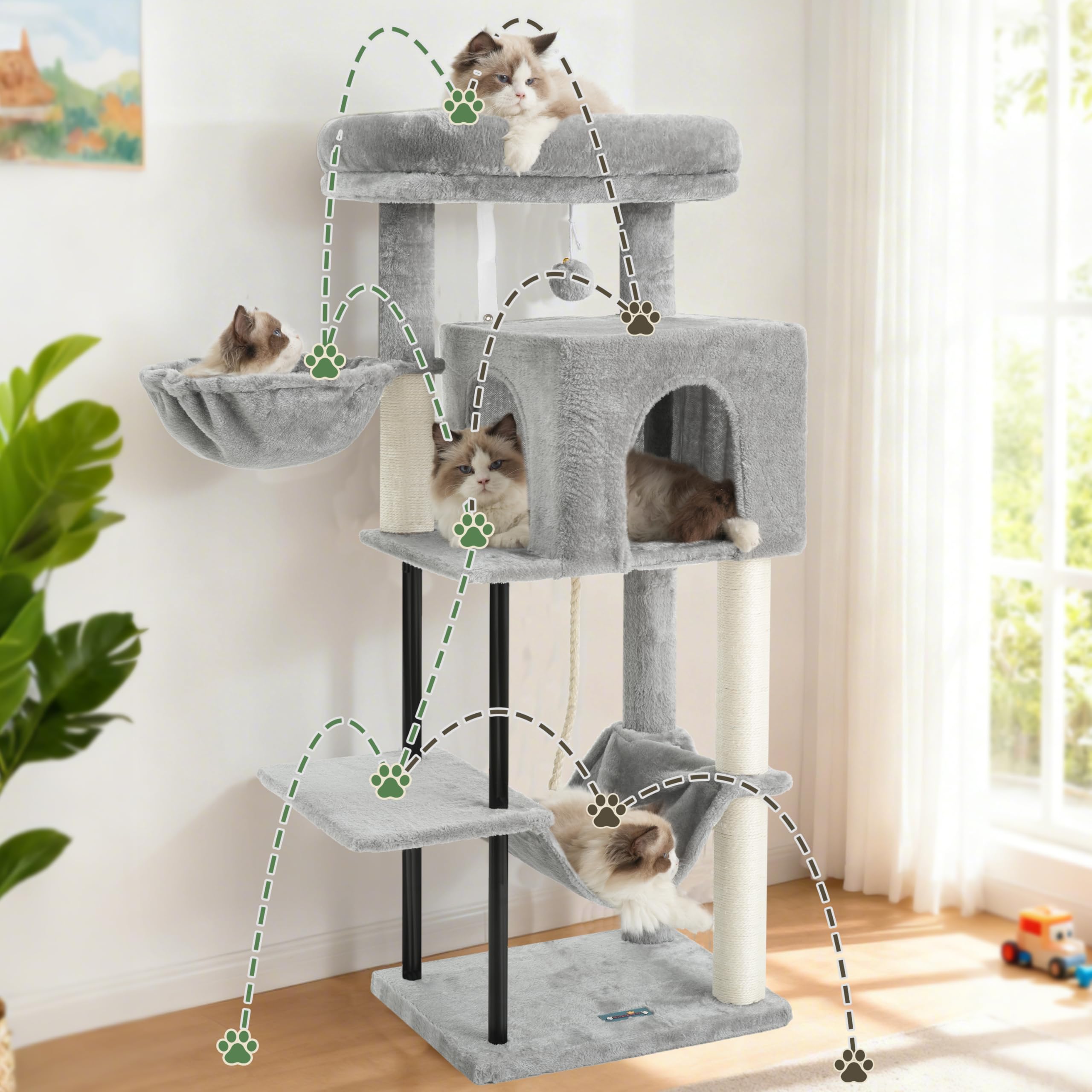 Gitelsnour Arbre à chat – corde sisal sous hamac pour griffage sain.