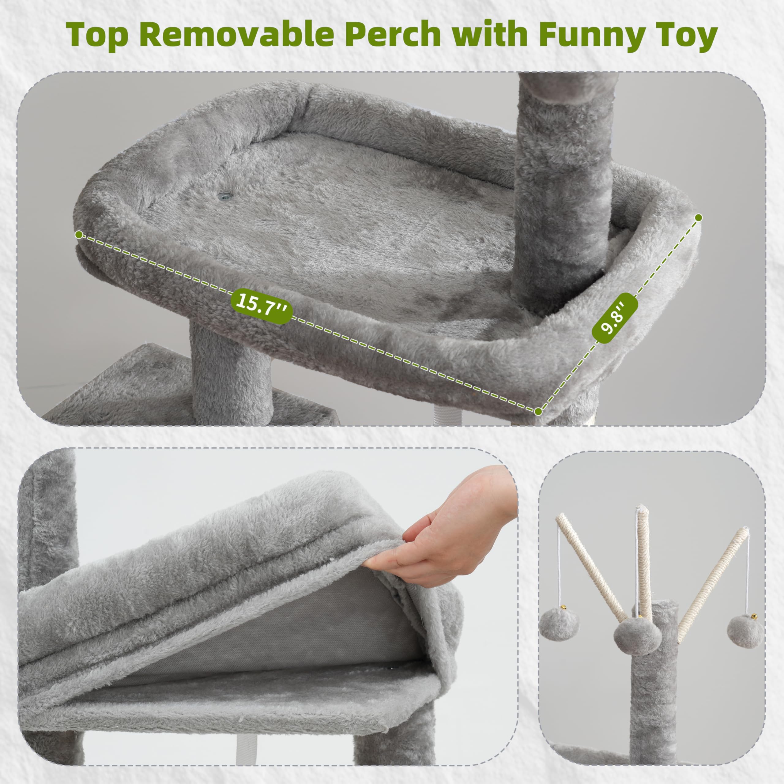 Gitelsnour arbre-chat intérieur avec balles en peluche pour jeu stimulant.