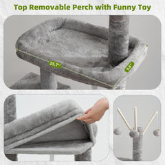 Gitelsnour arbre-chat intérieur avec balles en peluche pour jeu stimulant.