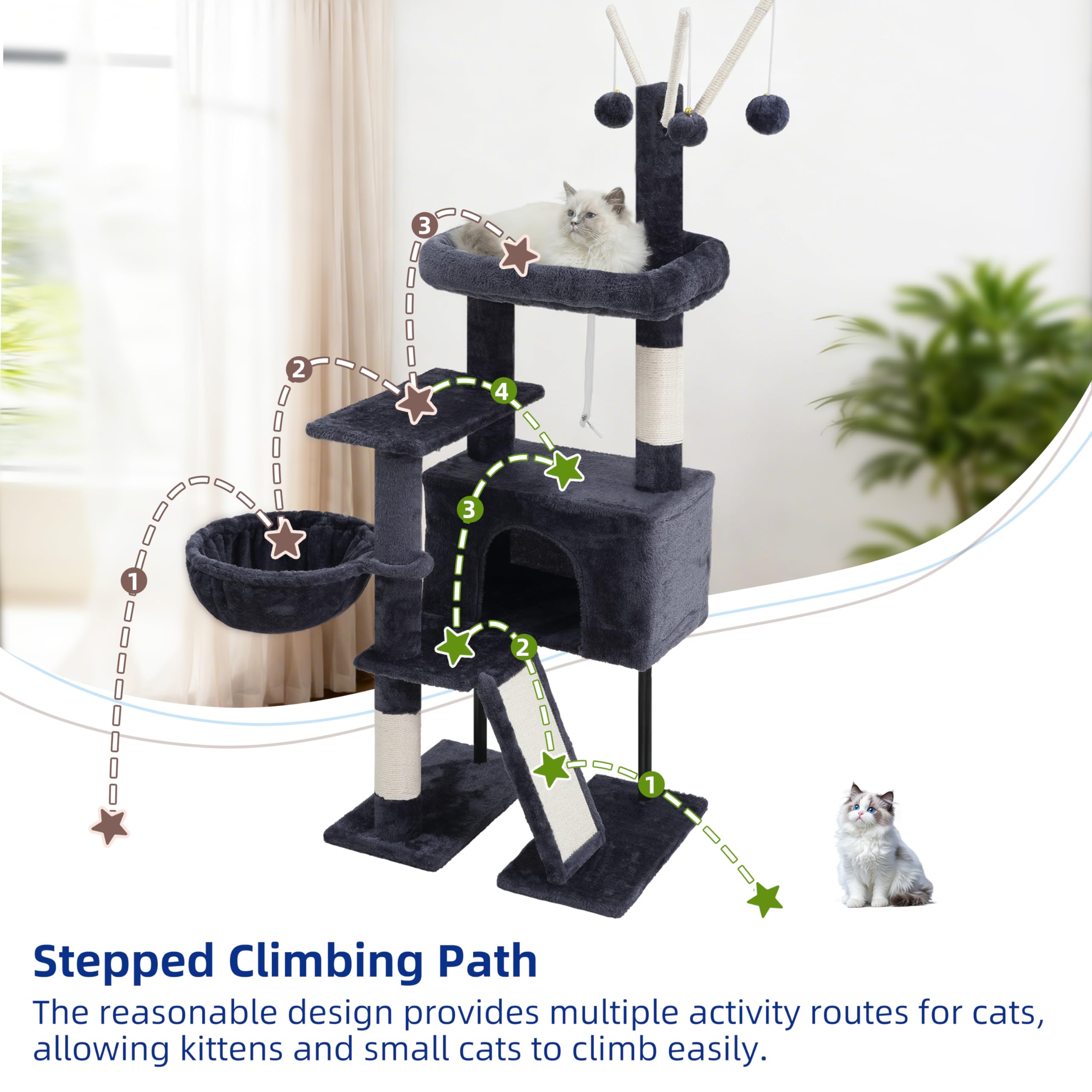 Gitelsnour Arbre-chat intérieur : base robuste pour plus de stabilité.
