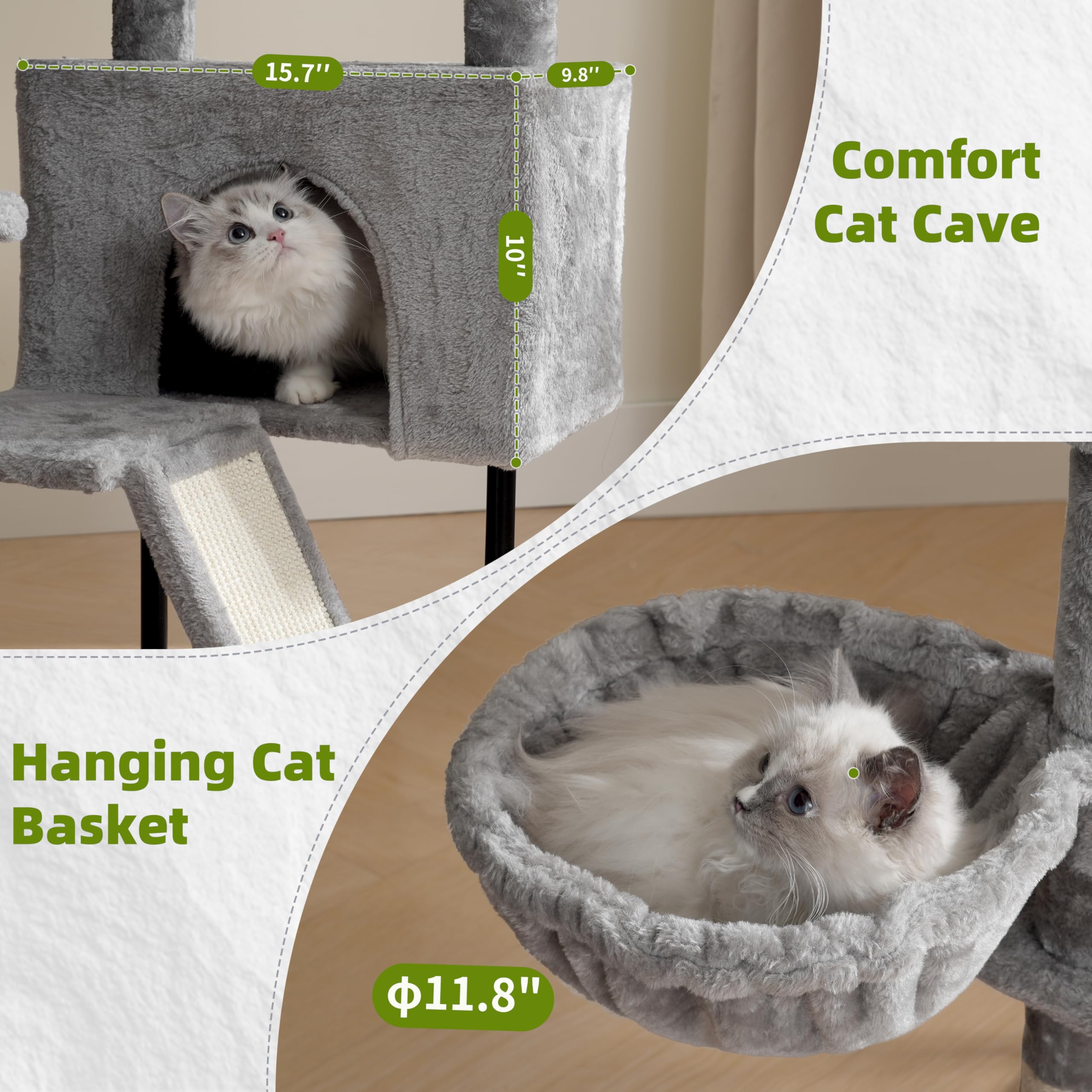 Gitelsnour cocon douillet pour chat sur plateforme haute et calme.