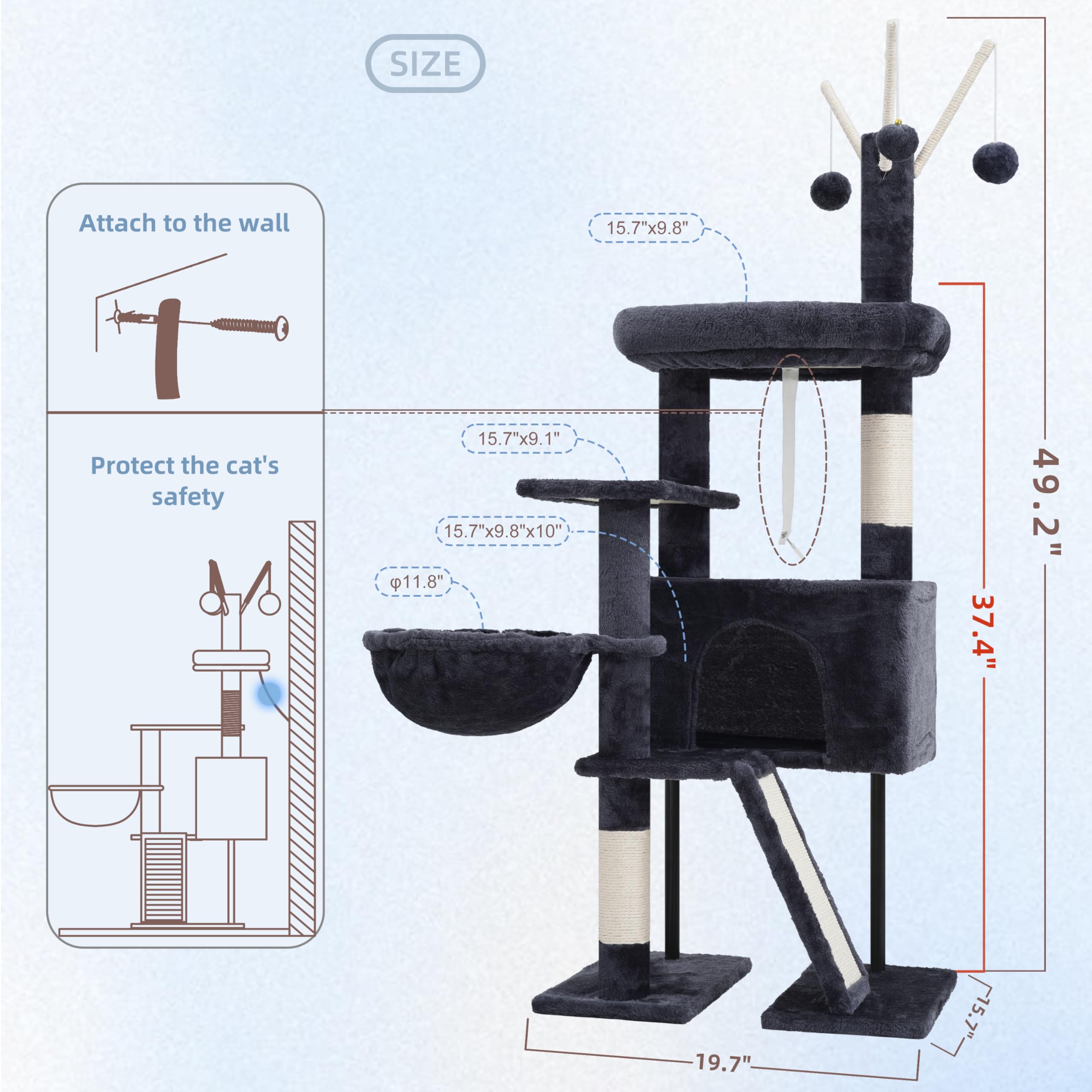 Gitelsnour Arbre-chat intérieur : dispositif anti-bascule pour une sécurité accrue.