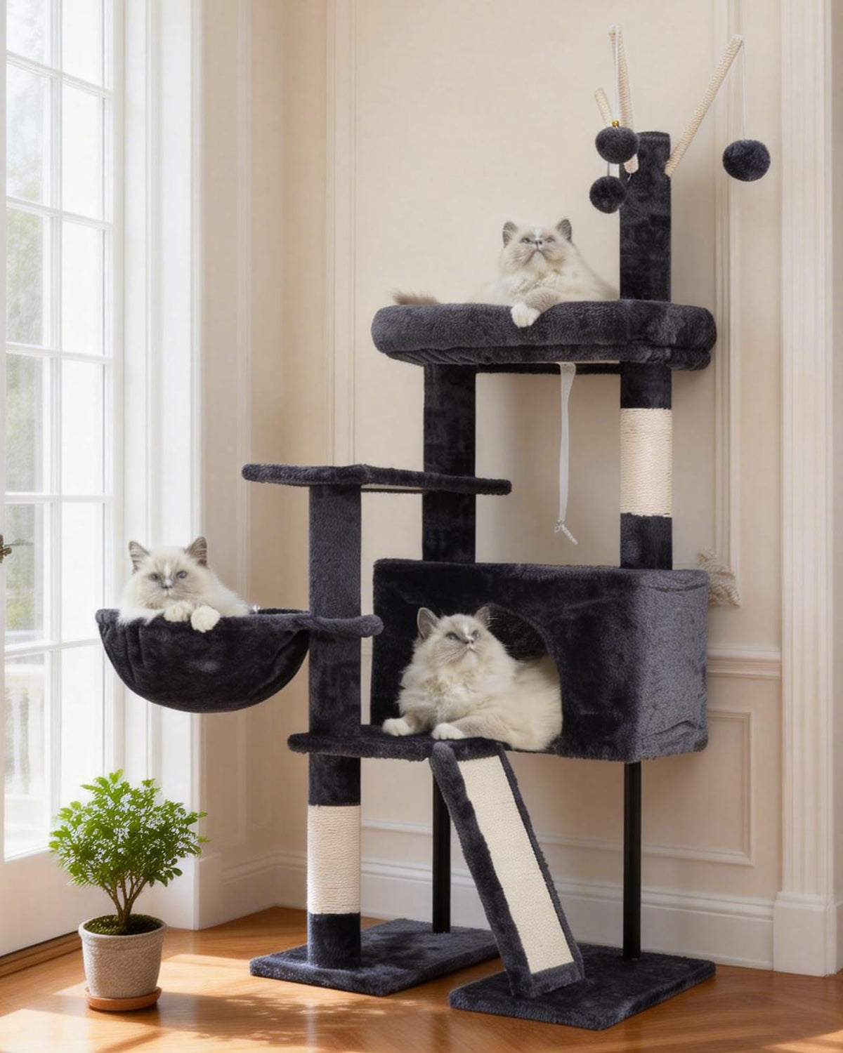 Gitelsnour Arbre-chat intérieur : plateforme supérieure amovible pour repos spacieux et facile nettoyage.